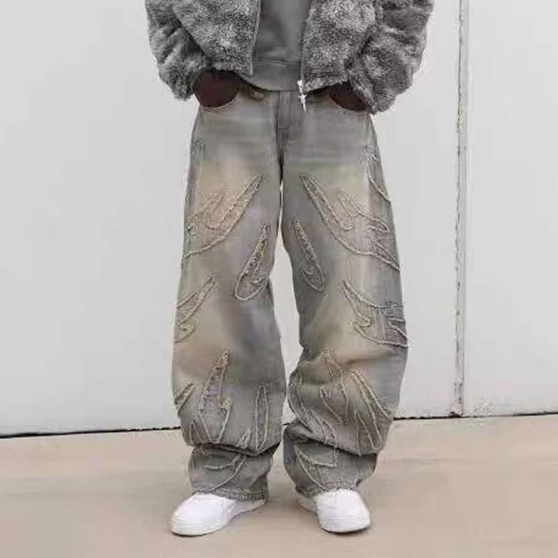 Men'S Fashion With Baggy Jeans - Уличные готические ретро широкие брюки с