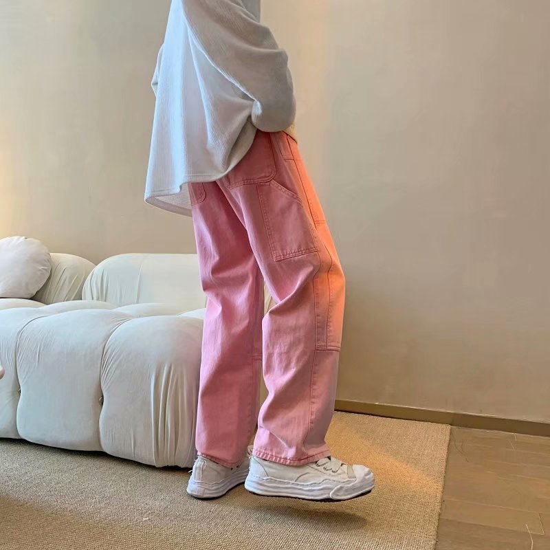 Men'S Fashion With Baggy Jeans - Новые модные розовые свободные мужские джинсы-карго