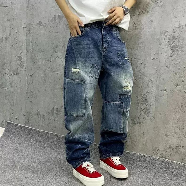 Men'S Fashion With Baggy Jeans - Мужские джинсы-карго Brand Splicing, осенняя мода,