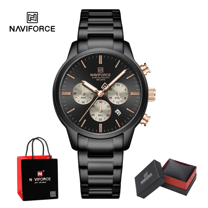Men'S Fashion Box - Мужские кварцевые часы-хронограф NAVIFORCE, водонепроницаемые, с