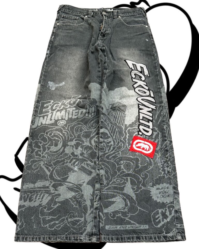 Men'S Fashion With Baggy Jeans - Американские модные джинсы с принтом, в