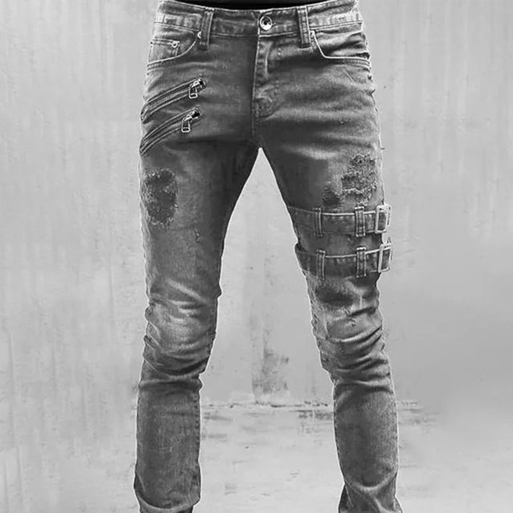 Ретро мото байкерские прямые э – обзор и цена Skinny Jeans Ripped